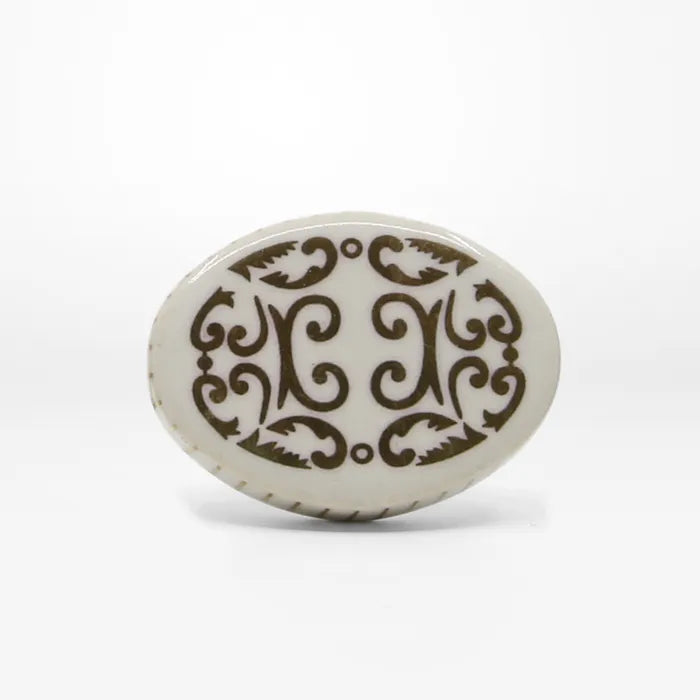 Oval Cream Gold Knob Paint and Gather